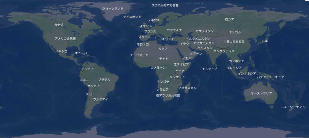 Карта с названиями стран на японском языке
