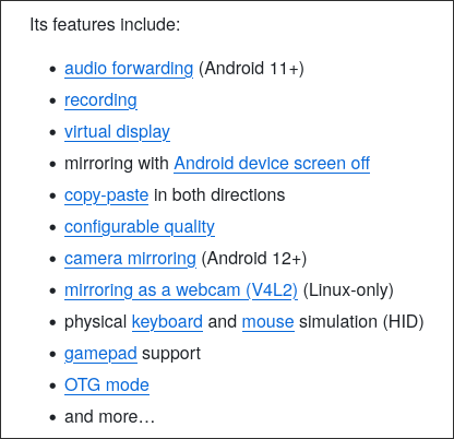 Возможности scrcpy